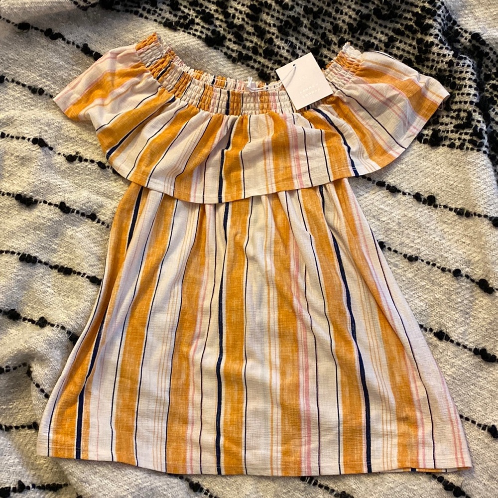 Off the shoulder blouse yellow stripes lauren conrad